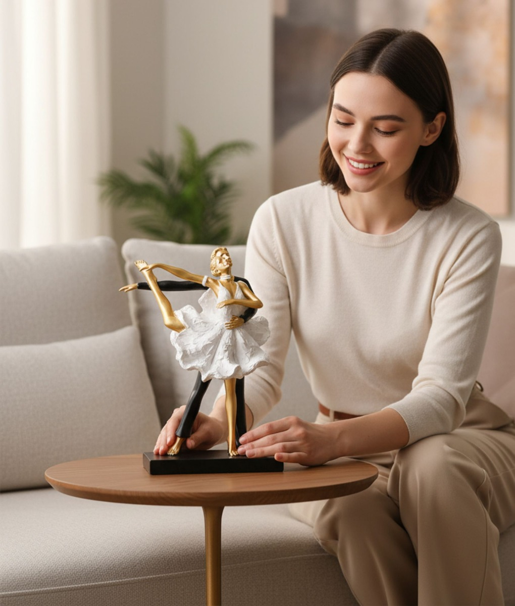 FIGURA DECORATIVA PAREJA BAILANDO ESTATUA BALLET ADORNO JHN - 4