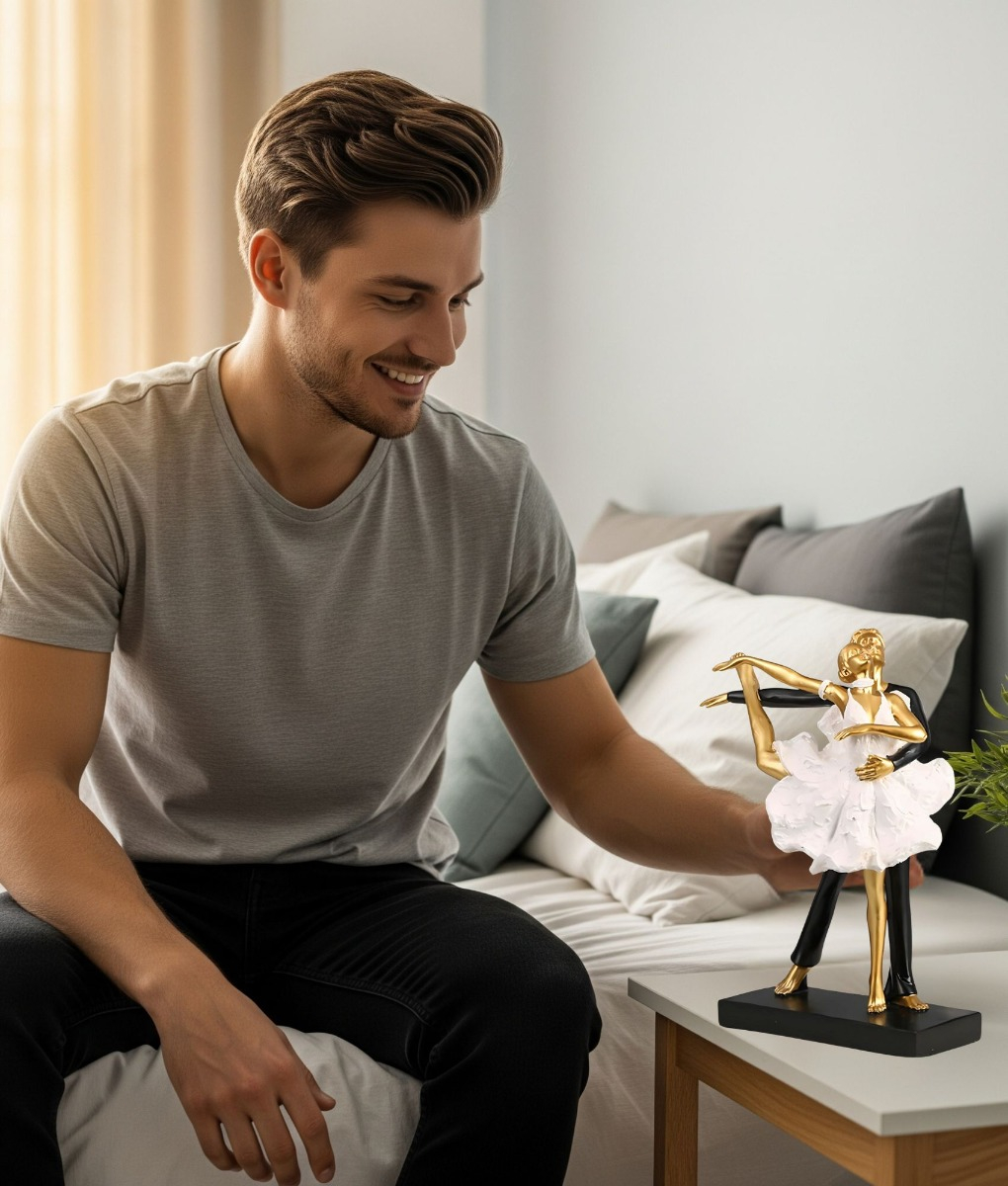FIGURA DECORATIVA PAREJA BAILANDO ESTATUA BALLET ADORNO JHN - 5