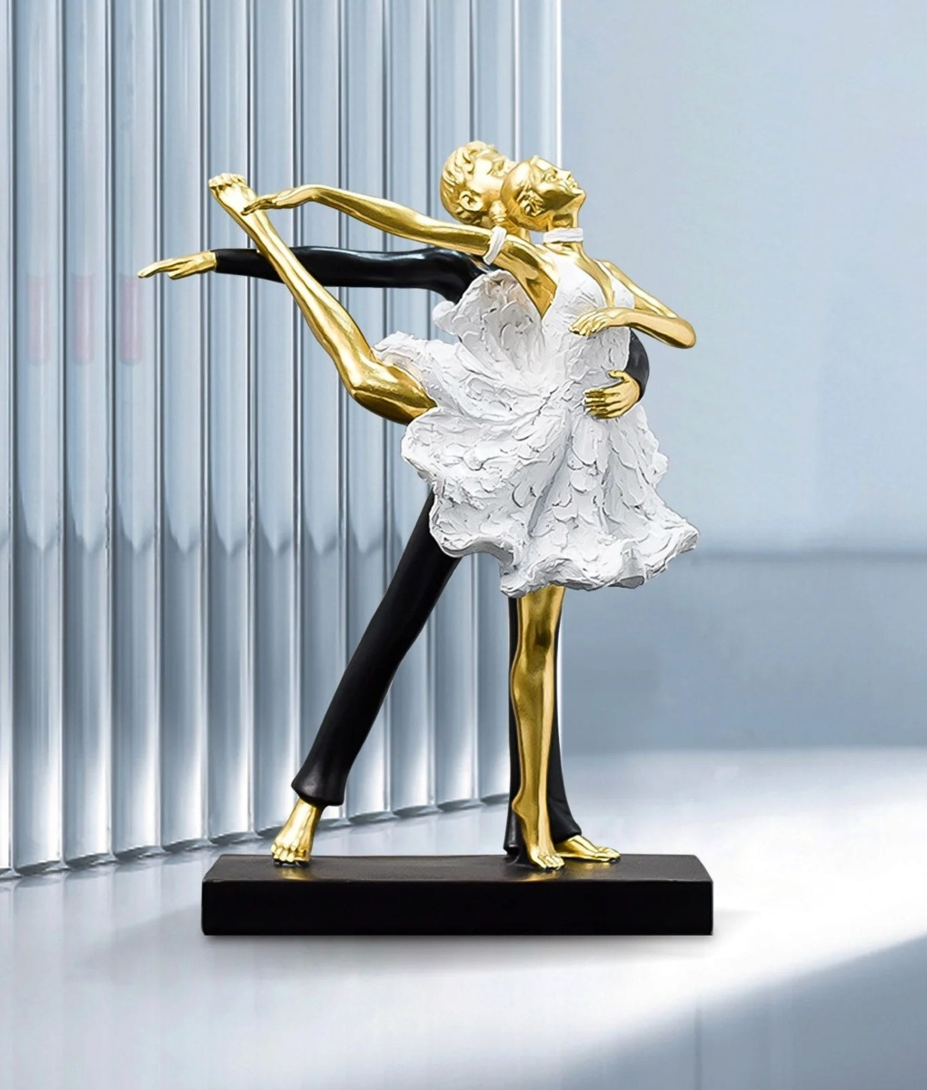 FIGURA DECORATIVA PAREJA BAILANDO ESTATUA BALLET ADORNO JHN - 8