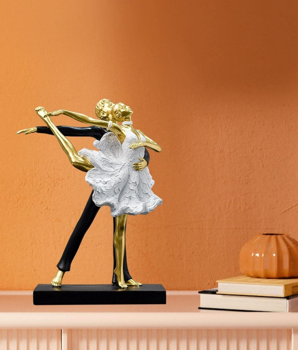 FIGURA DECORATIVA PAREJA BAILANDO ESTATUA BALLET ADORNO JHN - 10