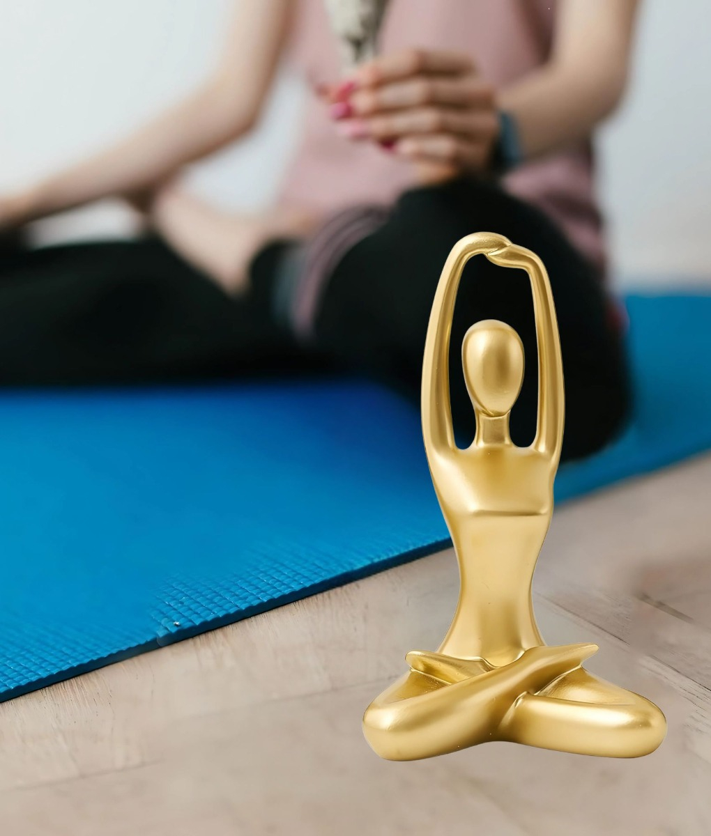 FIGURA DECORATIVA YOGA ESTATUA MEDITACION ADORNO HOGAR JHN - 5