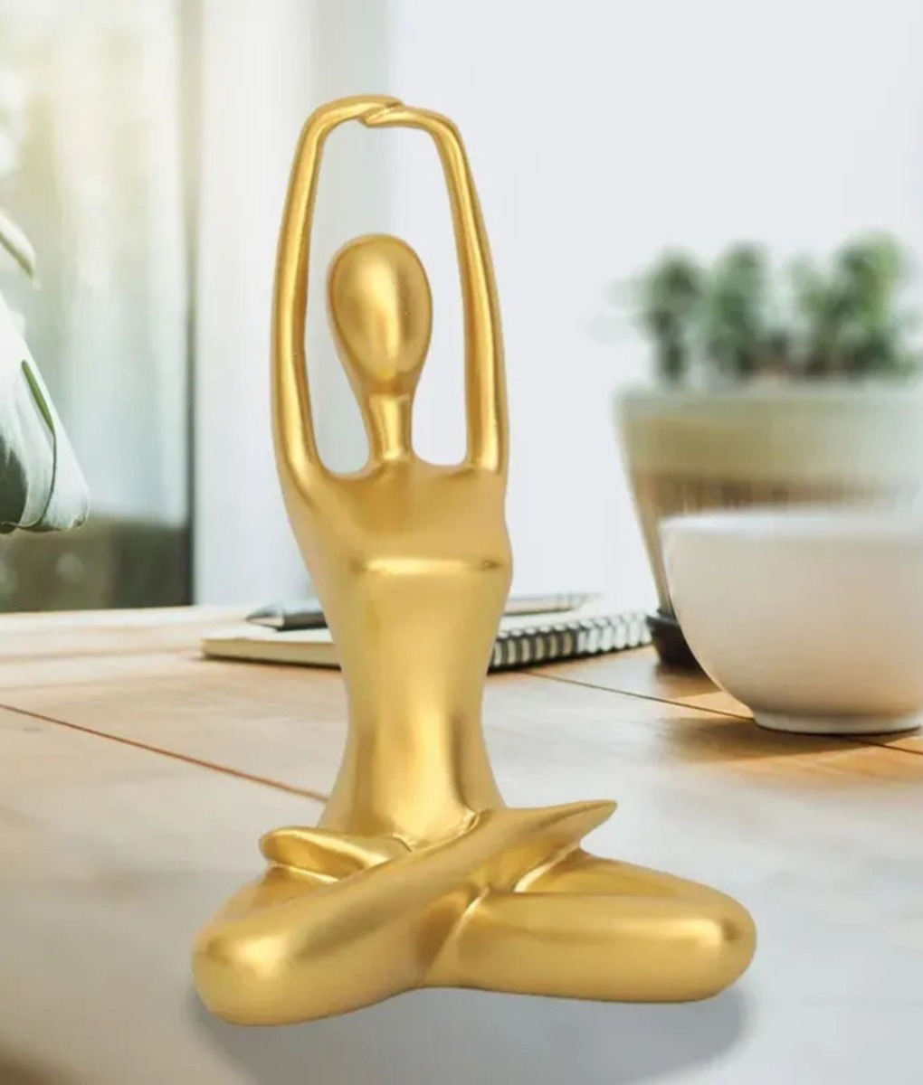 FIGURA DECORATIVA YOGA ESTATUA MEDITACION ADORNO HOGAR JHN - 9
