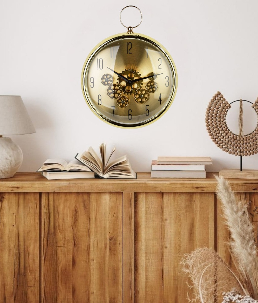 RELOJ PARED REDONDO ENGRANAJE INDUSTRIAL DECORATIVO JHN - 7