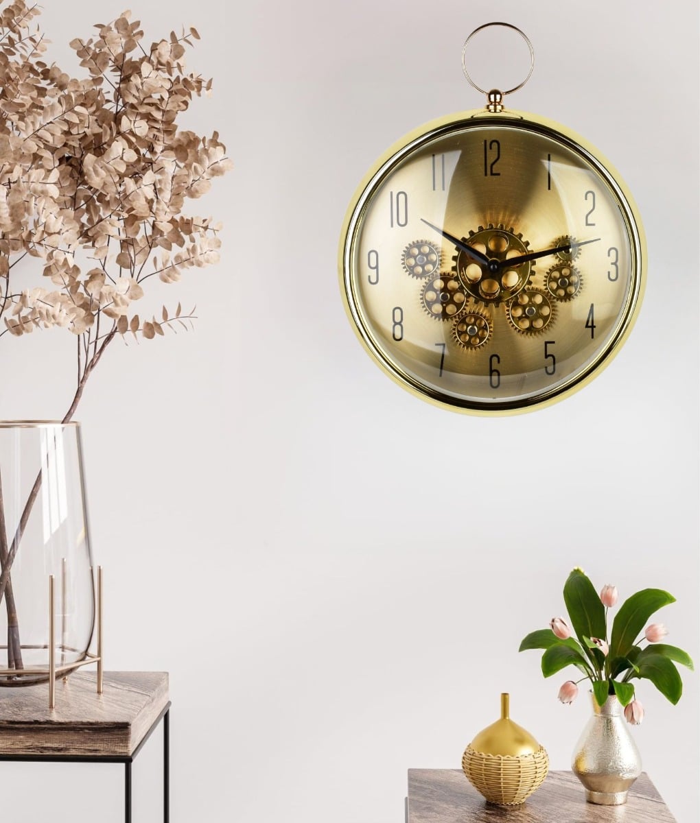 RELOJ PARED REDONDO ENGRANAJE INDUSTRIAL DECORATIVO JHN - 9