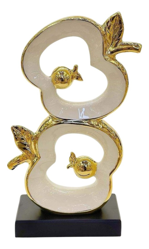 FIGURA DECORATIVA MANZANA ESTATUA MODERNA LUJO ADORNO JHN - 1
