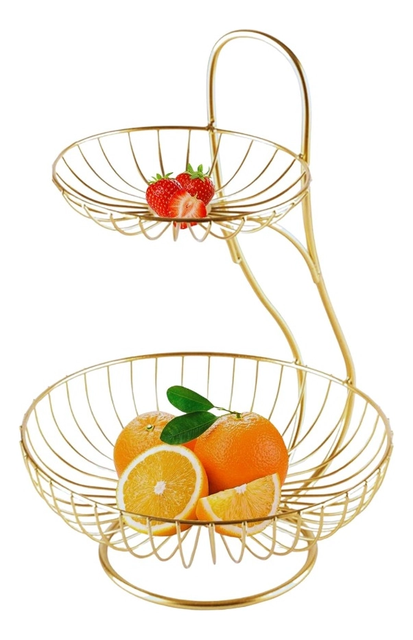 FRUTERO DECORATIVO CESTO FRUTAS DOS NIVELES MOSTRADOR JHN - 3