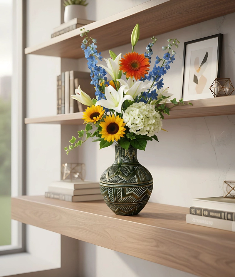 FLORERO DECORATIVO JARRON ADORNO LINEA GEOME TRICA HOGAR JHN - 10