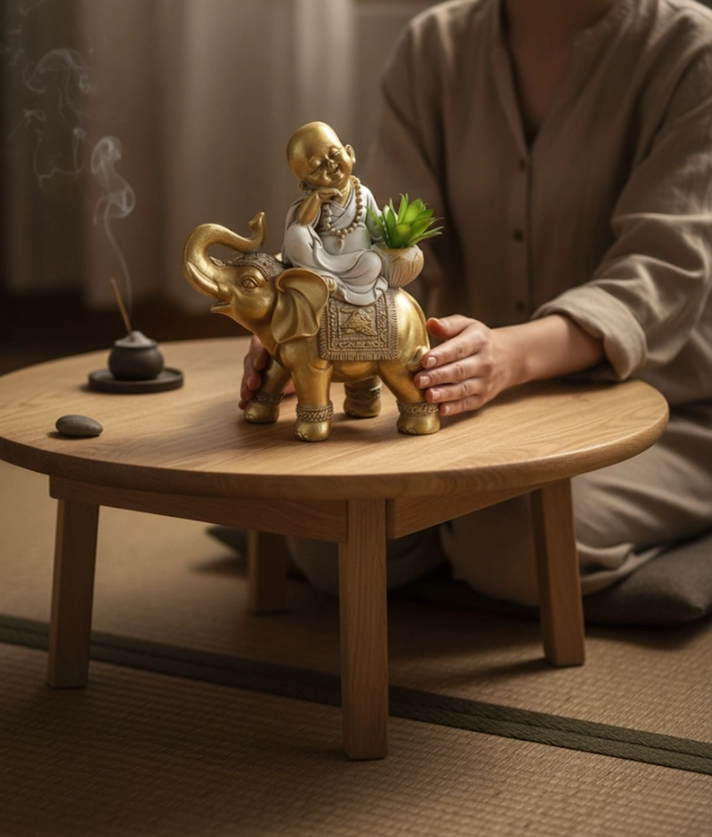 FIGURA DECORATIVA ADORNO BUDA ESTATUA HOGAR FELICIDAD JHN - 6