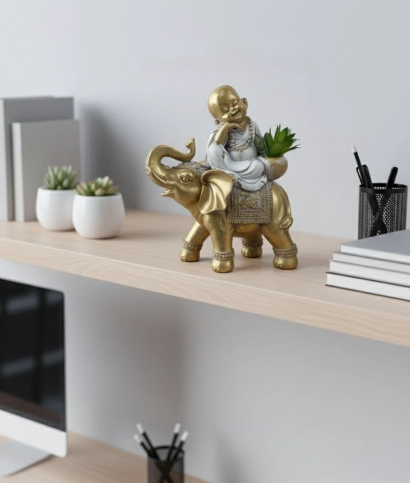 FIGURA DECORATIVA ADORNO BUDA ESTATUA HOGAR FELICIDAD JHN - 9