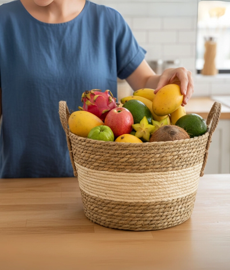 CANASTO CESTO ALMACENAMIENTO TEJIDO MULTIFUNCIONAL JHN - 5