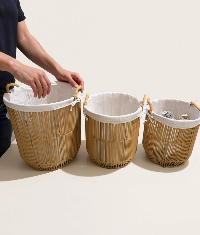 SET 3 CESTOS ALMACENAMIENTO DECORATIVOS NATURAL HOGAR JHN - 6
