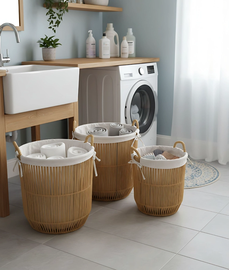 SET 3 CESTOS ALMACENAMIENTO DECORATIVOS NATURAL HOGAR JHN - 8