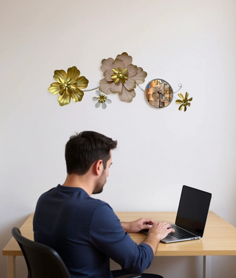 ESPEJO DECORATIVO PARED ADORNO VERSATIL FLORES HOGAR JHN - 5