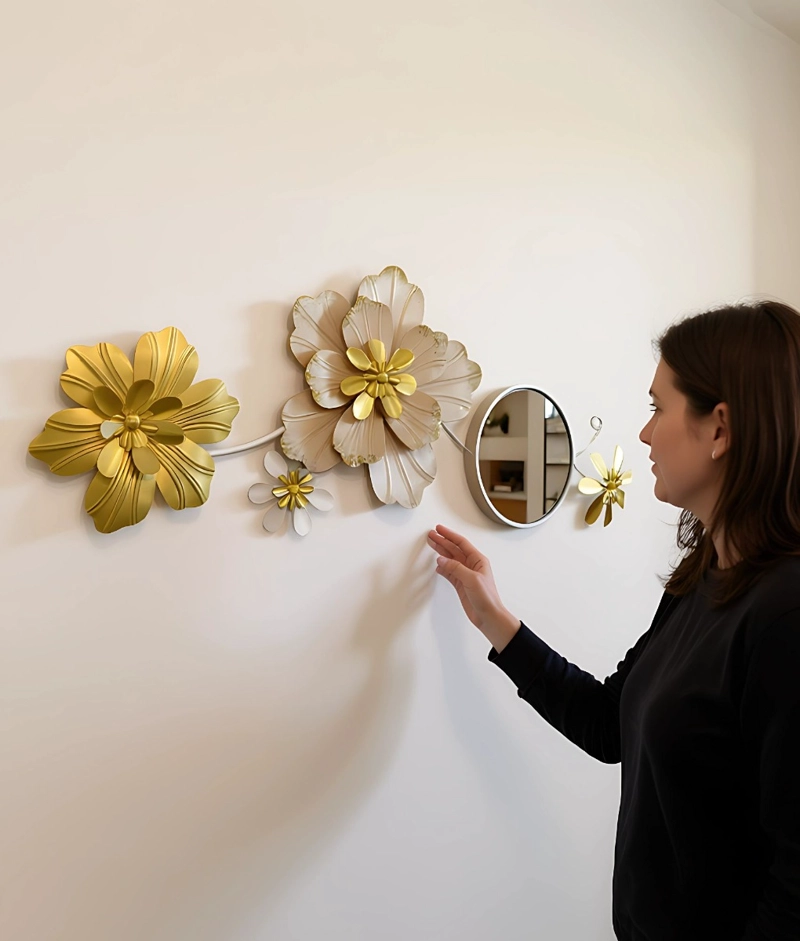 ESPEJO DECORATIVO PARED ADORNO VERSATIL FLORES HOGAR JHN - 6
