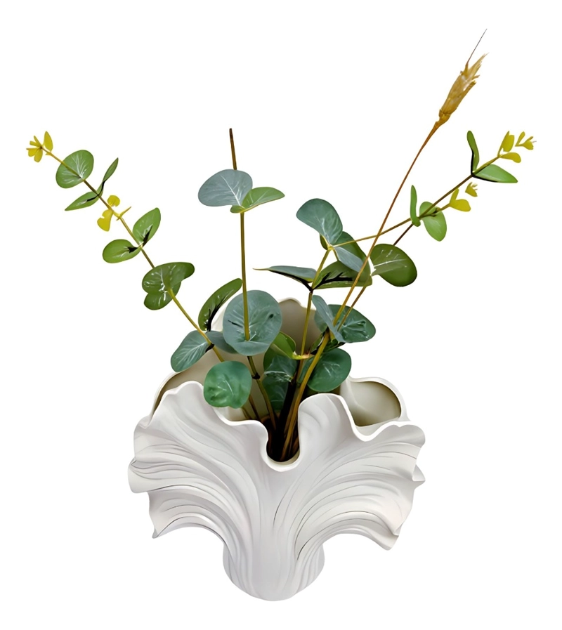 FLORERO DECORATIVO DISEÑO ORGANICO FORMA ONDULADA HOGAR JHN - 3
