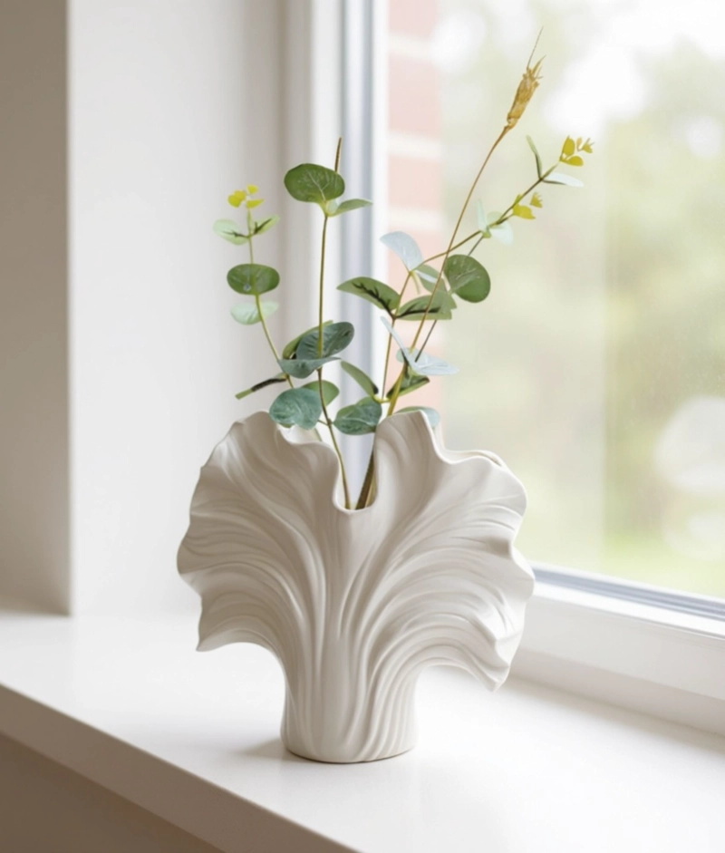 FLORERO DECORATIVO DISEÑO ORGANICO FORMA ONDULADA HOGAR JHN - 8