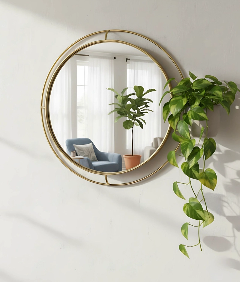 ESPEJO PARED MODERNO DECORATIVO MARCO REDONDO HOGAR JHN - 2