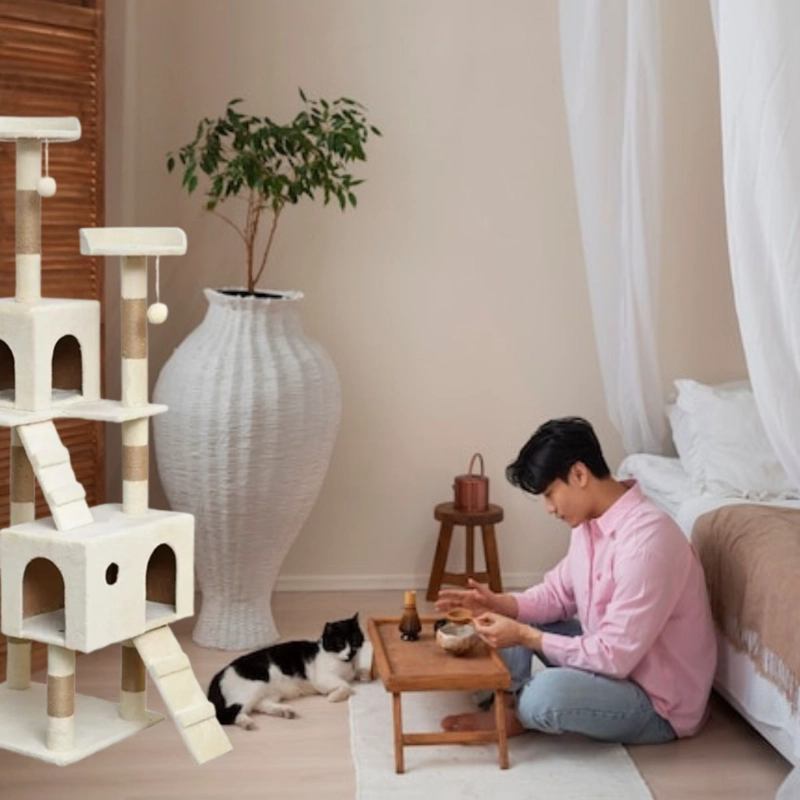 TORRE RASCADOR DE LUJO PARA GATOS MASCOTAS HOGAR LAU - 2