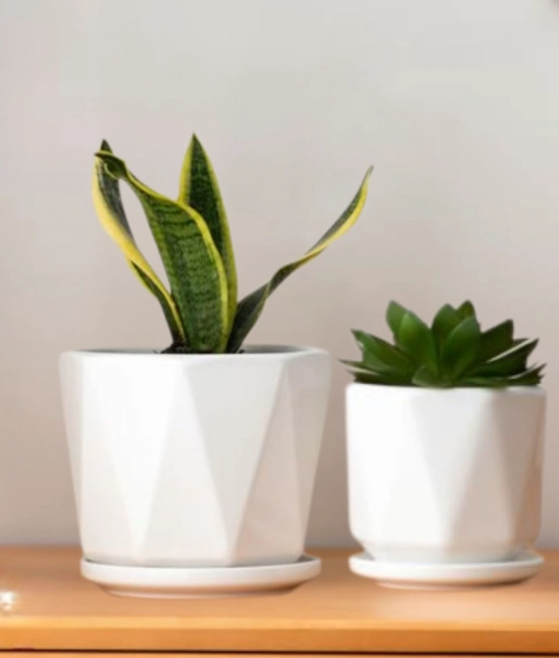 SET 3 MACETA DECORATIVA DISEÑO GEOME TRICO VERSATIL JHN - 5