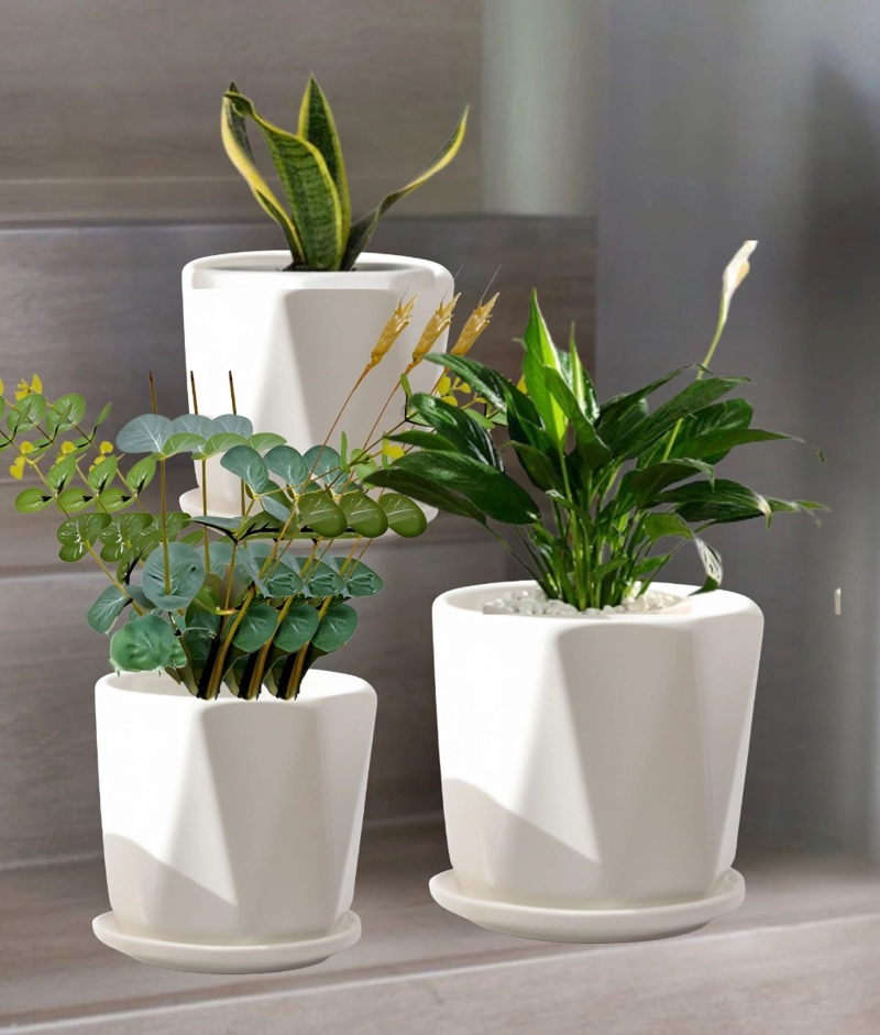 SET 3 MACETA DECORATIVA DISEÑO GEOME TRICO VERSATIL JHN - 8