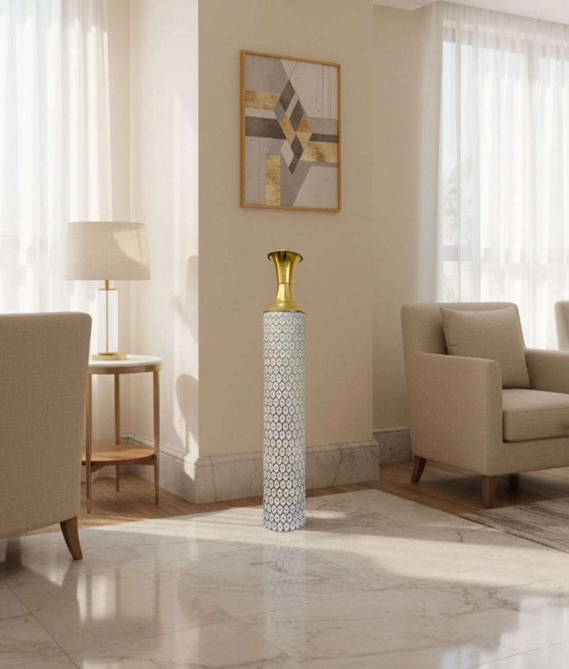 FLORERO DECORATIVO PIE MODERNO ELEGANTE ALTO HOGAR JHN - 7