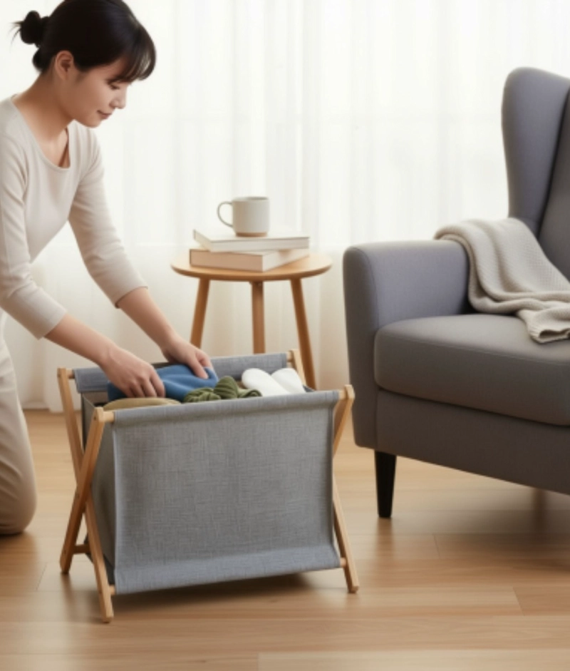CANASTO ORGANIZADOR ROPA PLEGABLE MULTIFUNCIONAL HOGAR JHN - 3