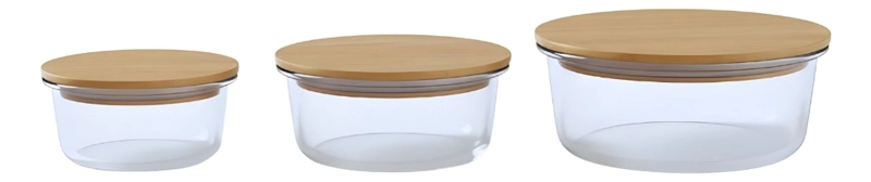 JUEGO 3 BOWL RECIPIENTE TAPA ALMACENAMIENTO ORGANIZADOR JHN - 1