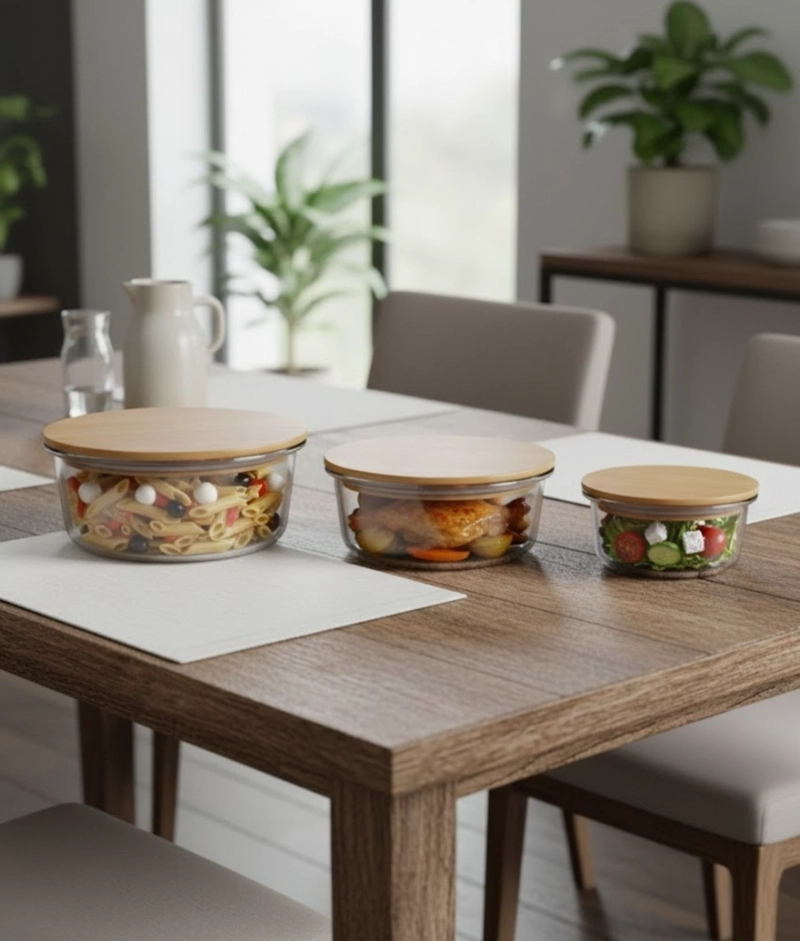JUEGO 3 BOWL RECIPIENTE TAPA ALMACENAMIENTO ORGANIZADOR JHN - 7