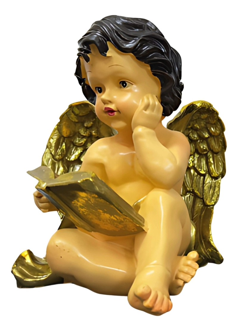 FIGURA DECORATIVO ESTATUA ANGEL SENTADO ADORNO HOGAR JHN - 1