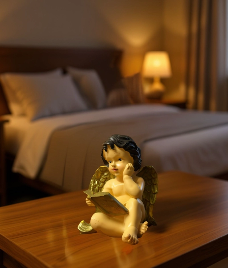 FIGURA DECORATIVO ESTATUA ANGEL SENTADO ADORNO HOGAR JHN - 5