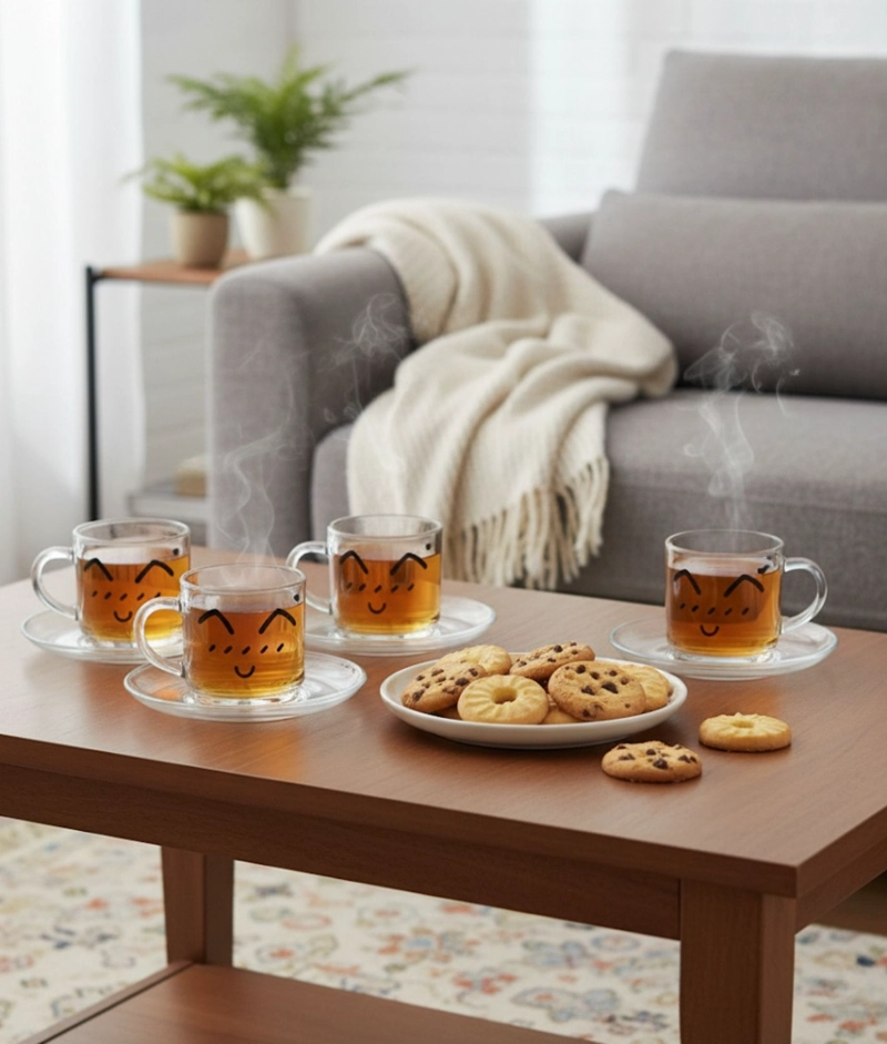 JUEGO TAZA SOPORTE PLATO DECORATIVO ORGANIZADOR COCINA JHN - 5