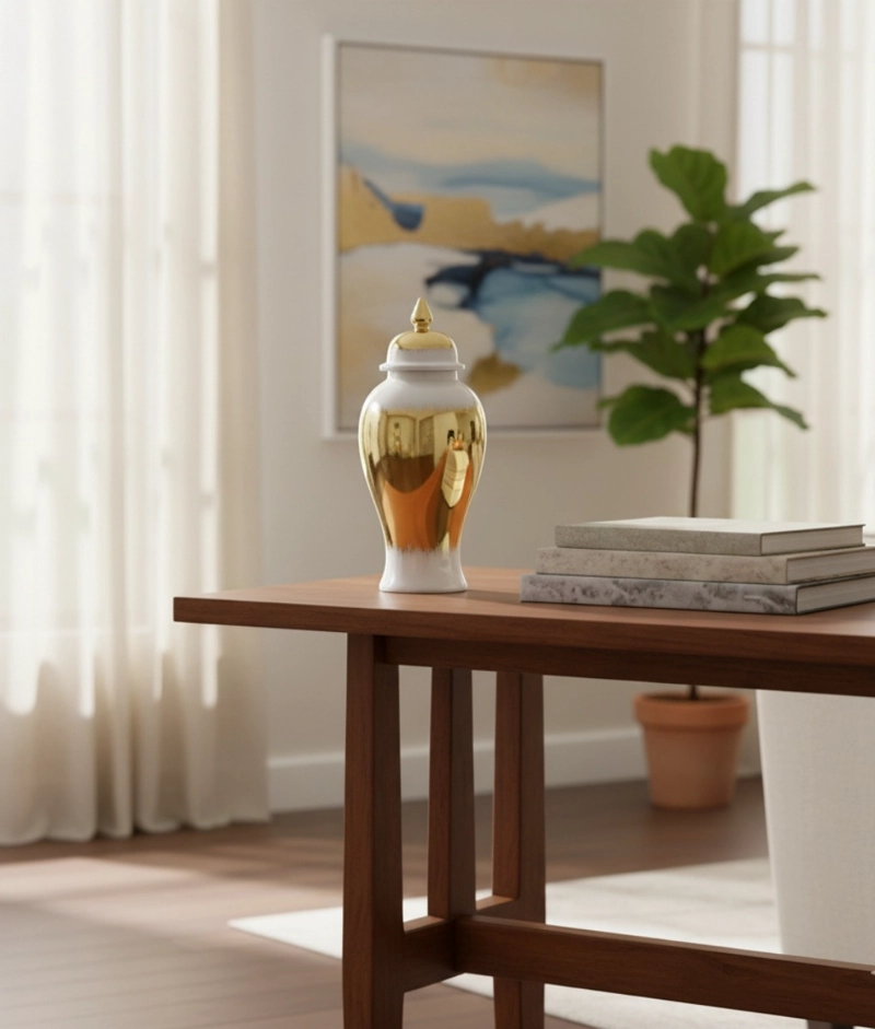 POTICHE DECORATIVO TAPA ESTILO GLAMOUR REGENCIA LUJO JHN - 2