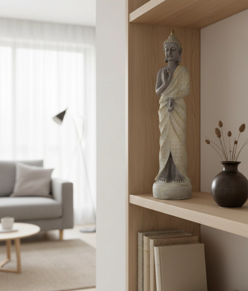 ESTATUA DECORATIVA FIGURA BUDA PIE SERENIDAD MEDITACION JHN - 8