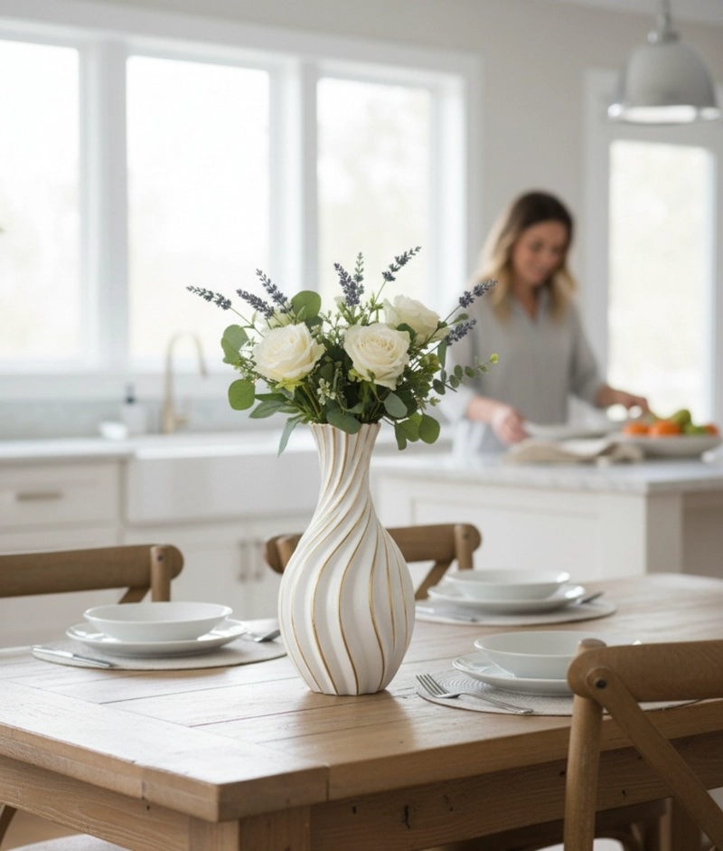 FLORERO DECORATIVO JARRON ESCULTURAL DISEÑO REMOLINO JHN - 9