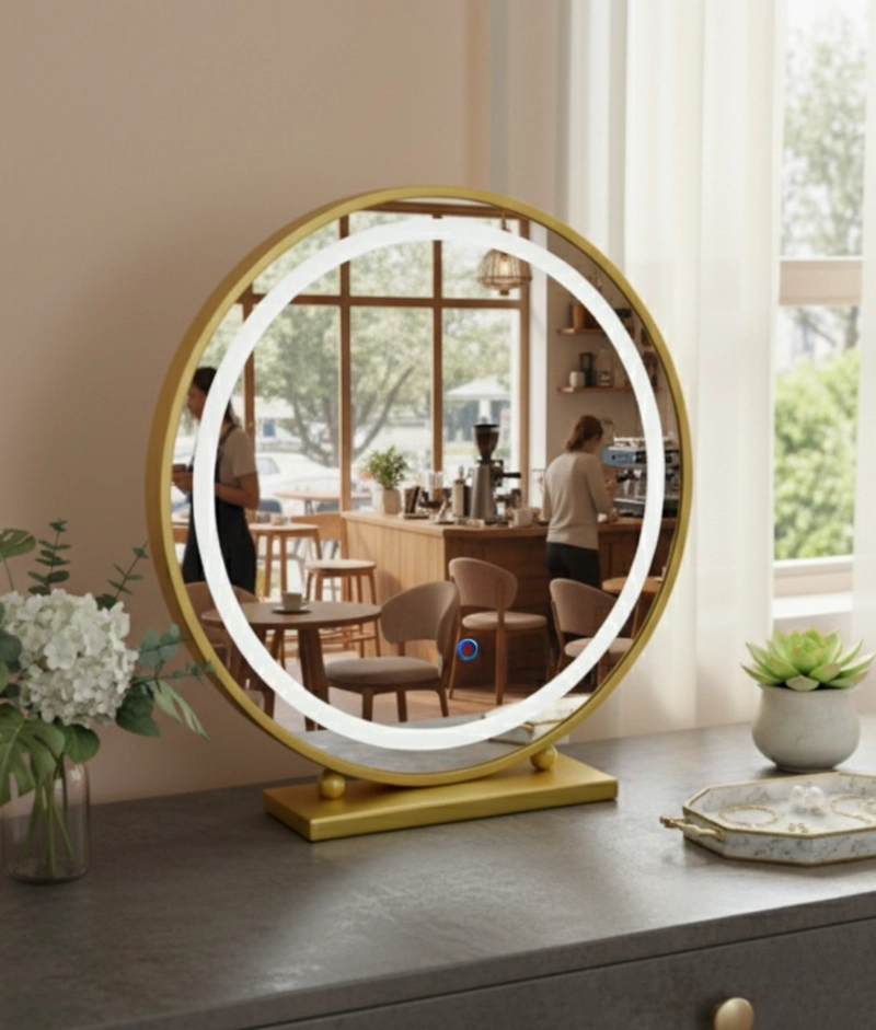 ESPEJO DECORATIVO MESA PANEL TACTIL LUZ LED HOGAR JHN - 7