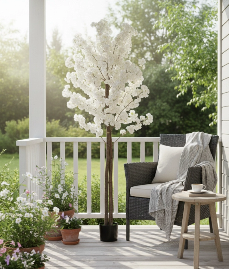 PLANTA ARTIFICIAL DECORATIVA FLOR CEREZO ARBOL ADORNO JHN - 8
