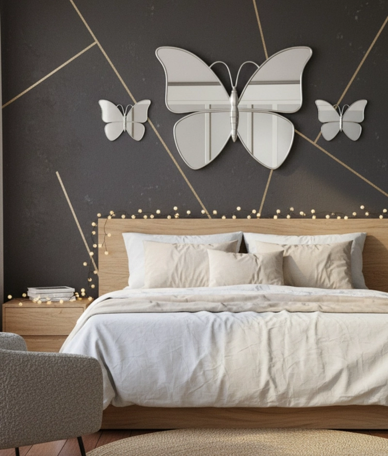 SET 3 ESPEJO DECORATIVO PARED MARIPOSA FUNCIONAL HOGAR JHN - 8