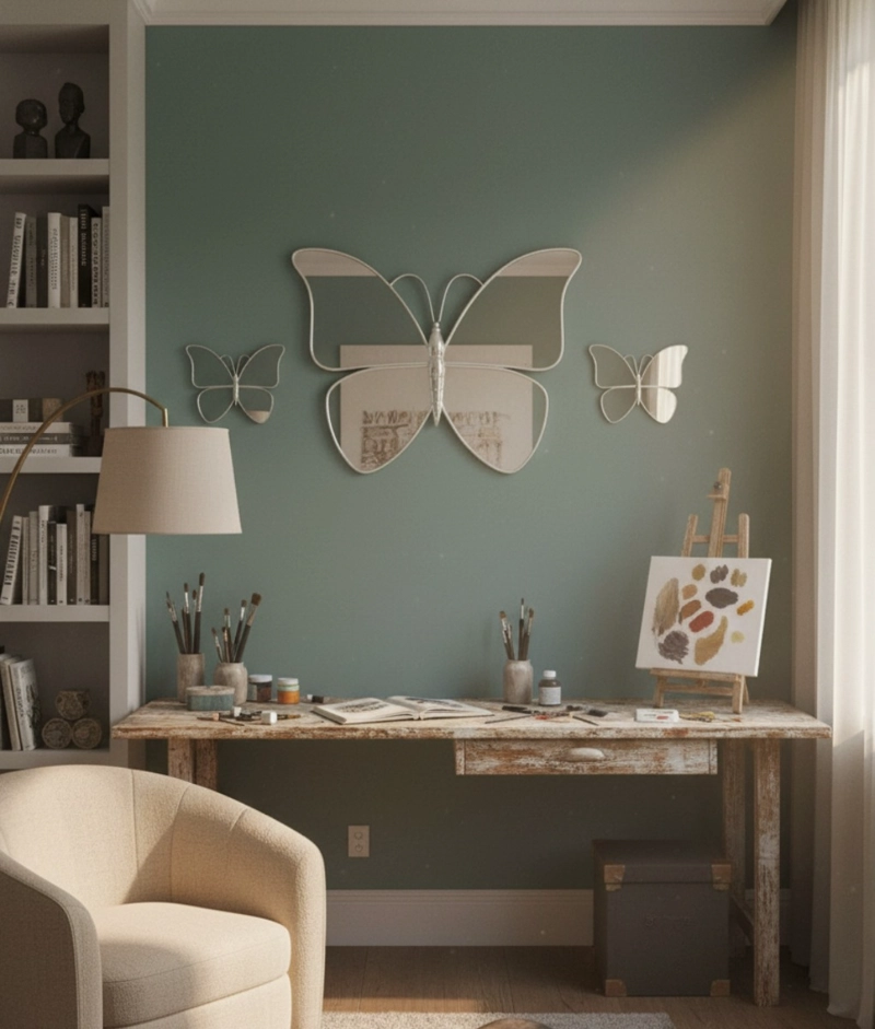 SET 3 ESPEJO DECORATIVO PARED MARIPOSA FUNCIONAL HOGAR JHN - 10