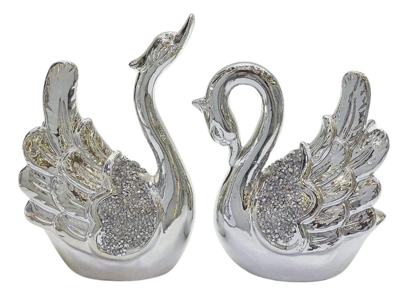 SET 2 ESTATUA DECORATIVA CISNE ADORNO FIGURA MODERNA JHN - 1