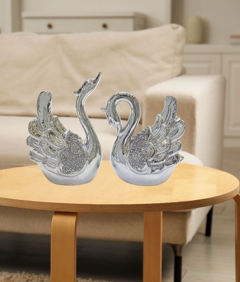 SET 2 ESTATUA DECORATIVA CISNE ADORNO FIGURA MODERNA JHN - 2