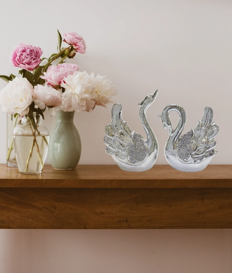 SET 2 ESTATUA DECORATIVA CISNE ADORNO FIGURA MODERNA JHN - 7