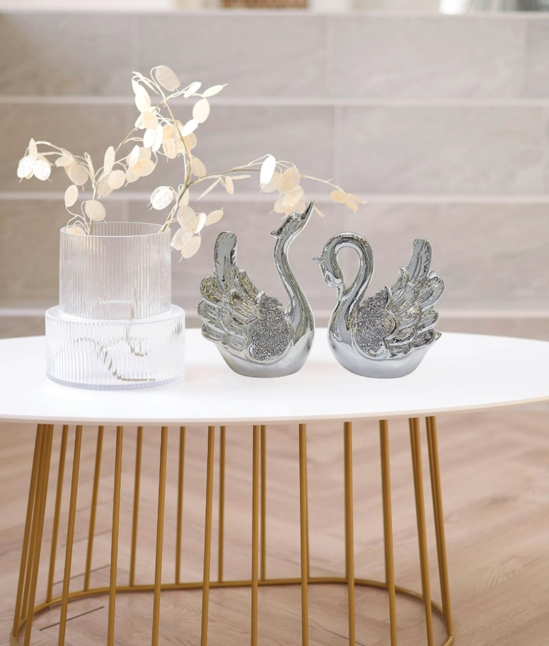 SET 2 ESTATUA DECORATIVA CISNE ADORNO FIGURA MODERNA JHN - 8