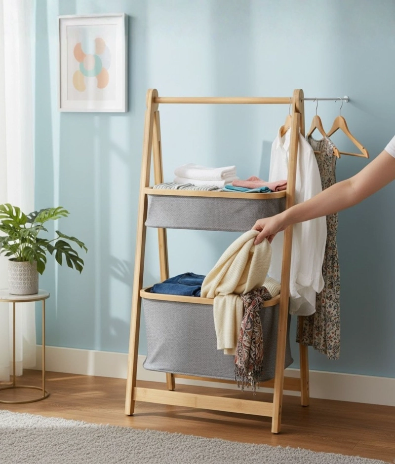 ESTANTE ORGANIZADOR ROPA DOBLE NIVEL MODERNO FUNCIONAL JHN - 4