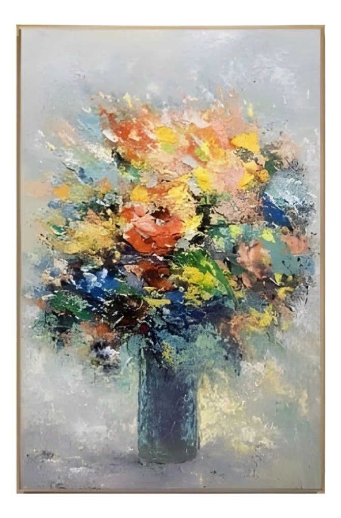 CUADRO DECORATIVO FLORES VIBRANTES RELIEVE ADORNO PARED JHN - 1