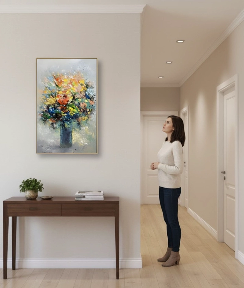 CUADRO DECORATIVO FLORES VIBRANTES RELIEVE ADORNO PARED JHN - 5