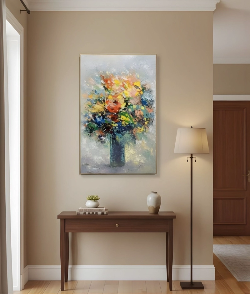 CUADRO DECORATIVO FLORES VIBRANTES RELIEVE ADORNO PARED JHN - 7