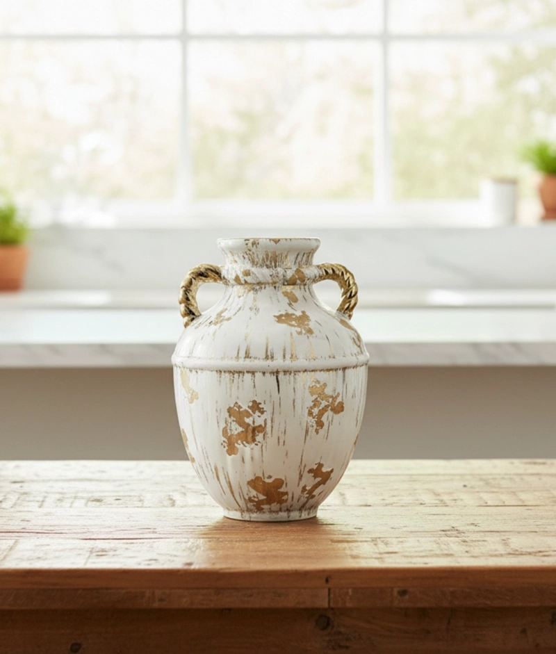 FLORERO DECORATIVO MODERNO JARRON ESTILO ENVEJECIDO JHN - 7