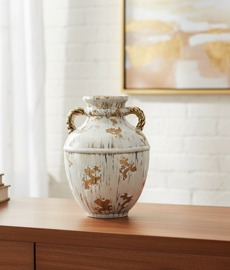 FLORERO DECORATIVO MODERNO JARRON ESTILO ENVEJECIDO JHN - 10