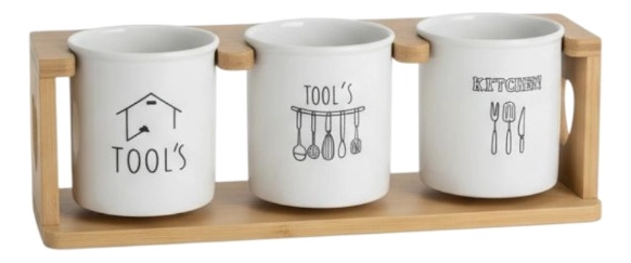 SET ORGANIZADOR CUBIERTOS UTENSILIOS MODERNO 3 PZAS JHN - 1