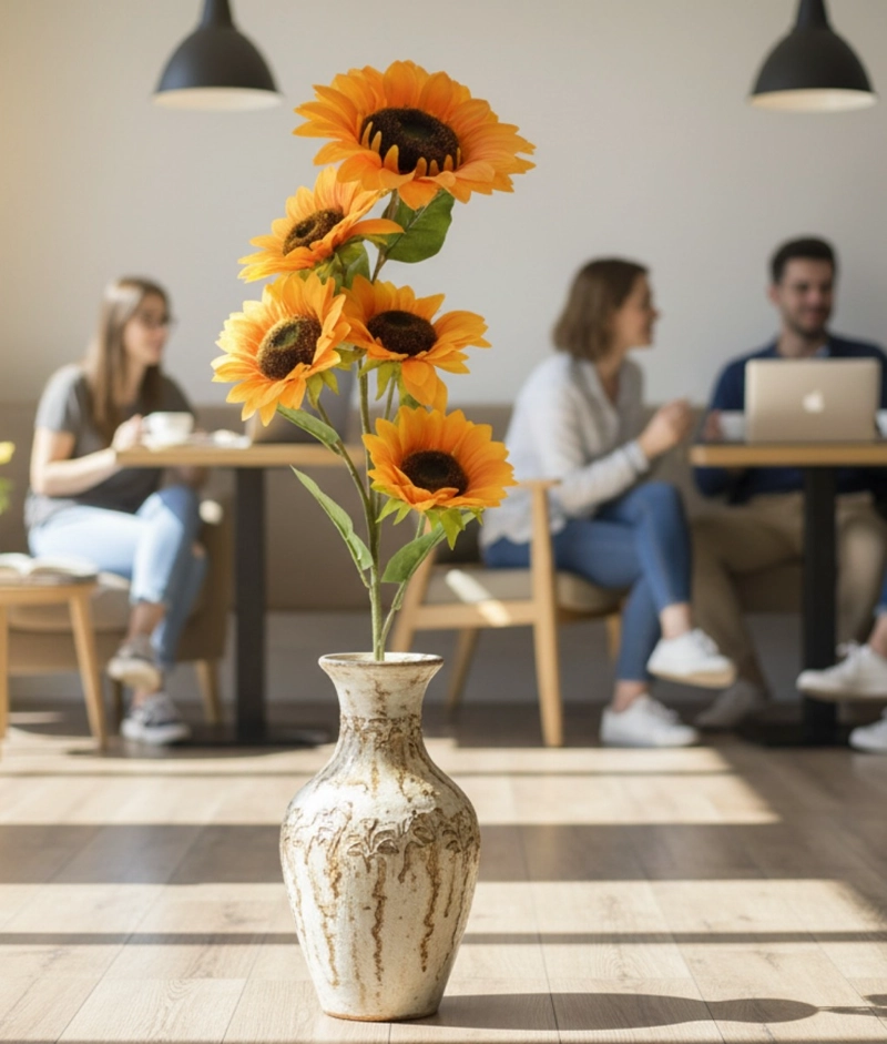 FLORES ARTIFICIALES RAMO DECORATIVO GIRASOLES ADORNO JHN - 5